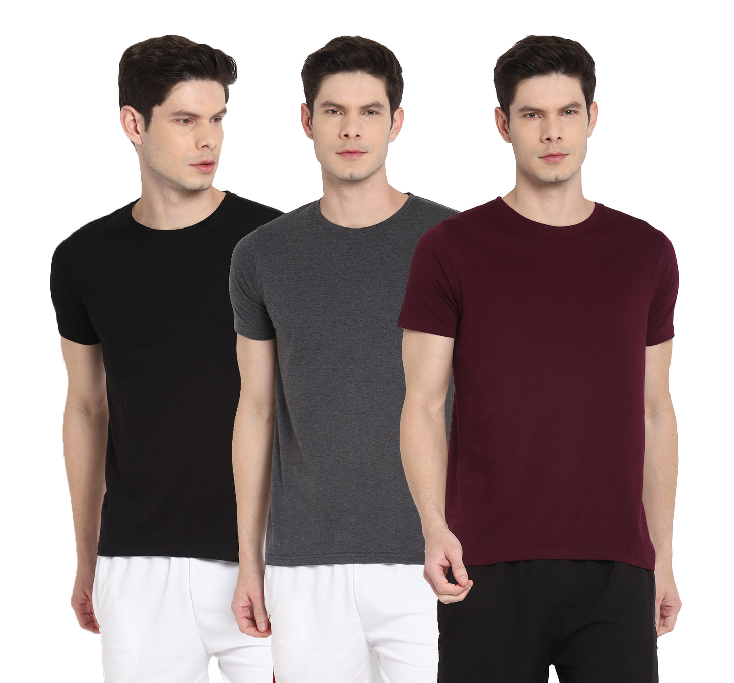 Ap'pulse Men's Short Sleeve Round Neck Tshirt(Pack of 3)