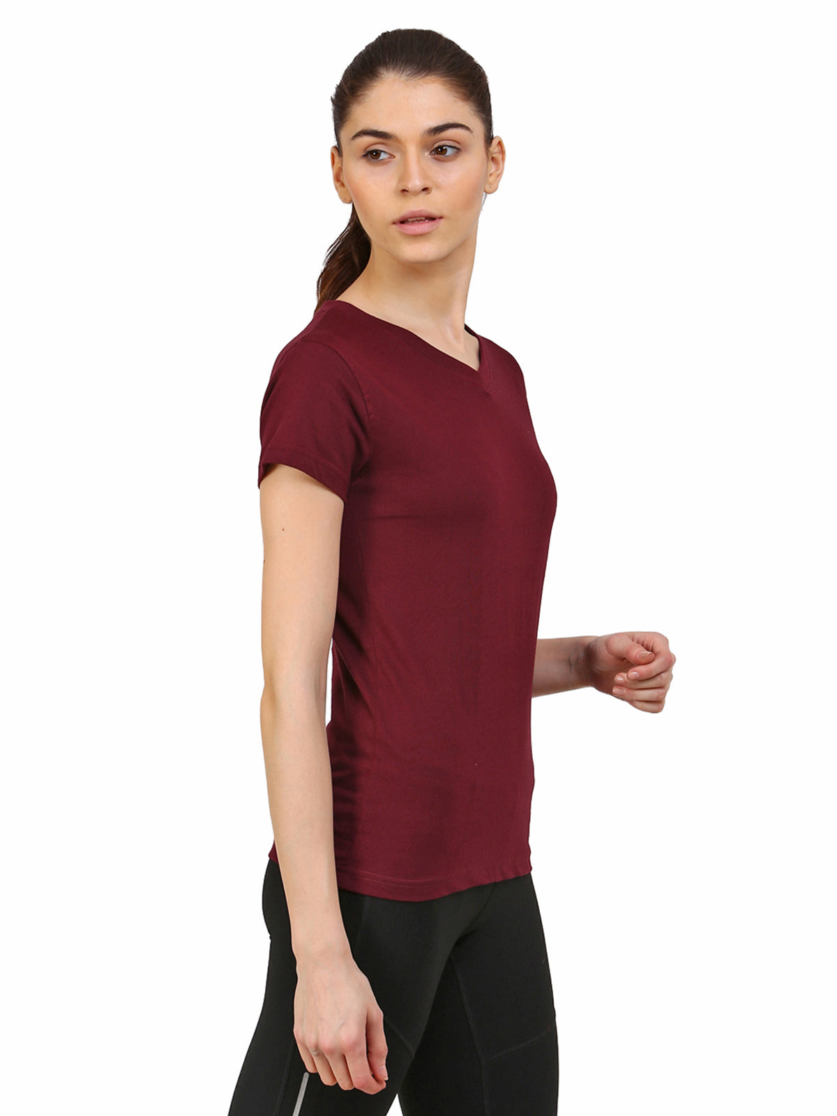 Ap'pulse Women's Short Sleeve V neck Tshirt