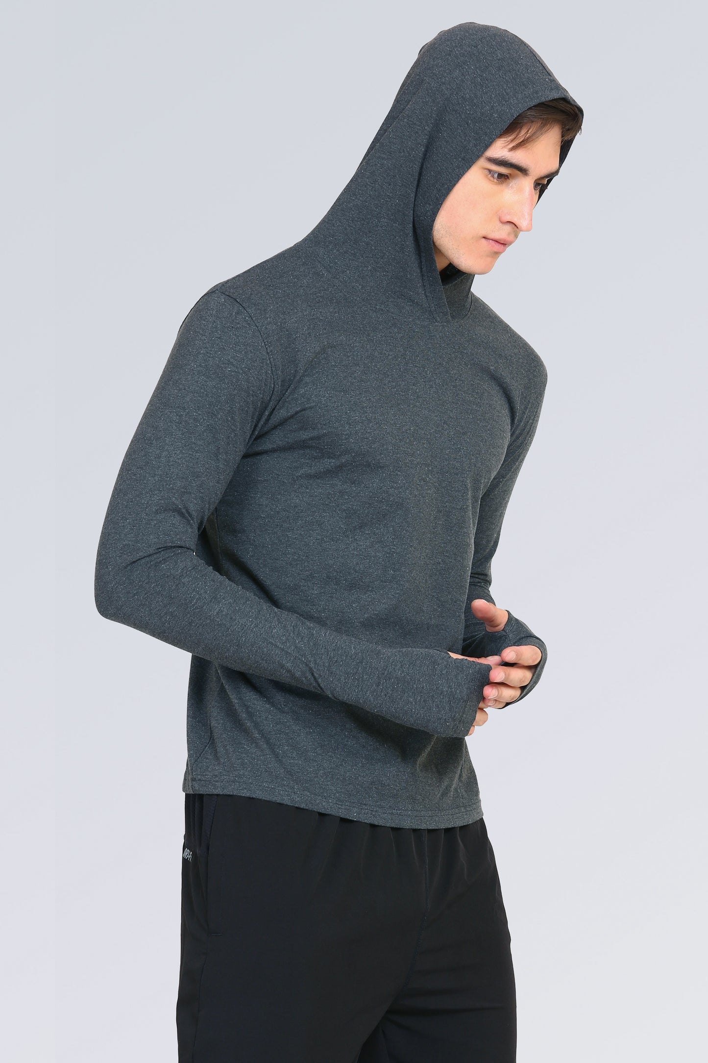 Ap'pulse Men's Hooded Thumbopen Tshirt