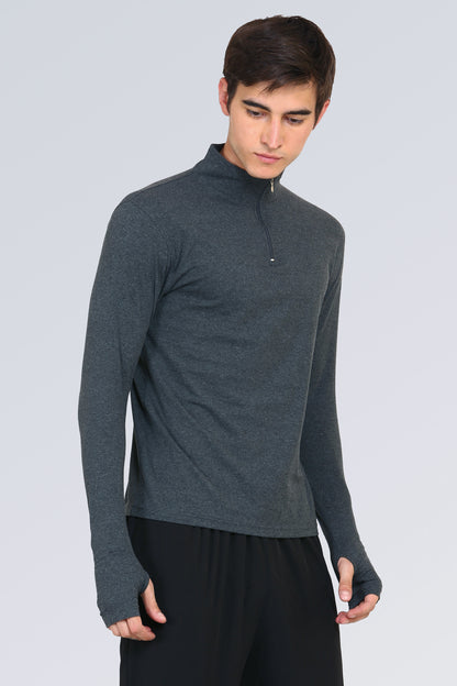 Appulse Men's 1/4 High Neck Zipper Thumb Hole T-Shirt | Men | Premium Cotton | Activewear | Athleisure