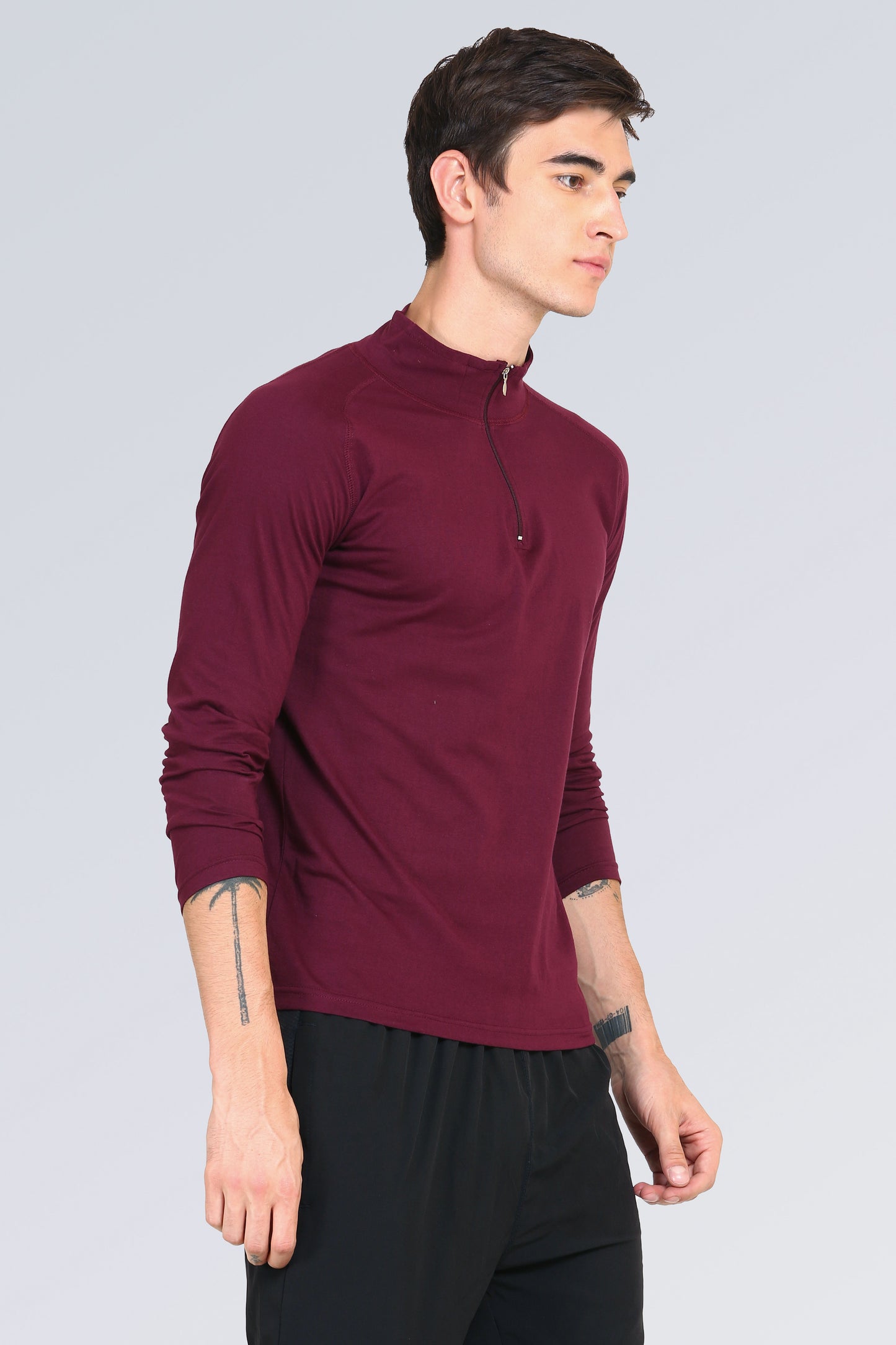 Ap'pulse Men's 1/4 Hineck Zipper Raglan Tshirt