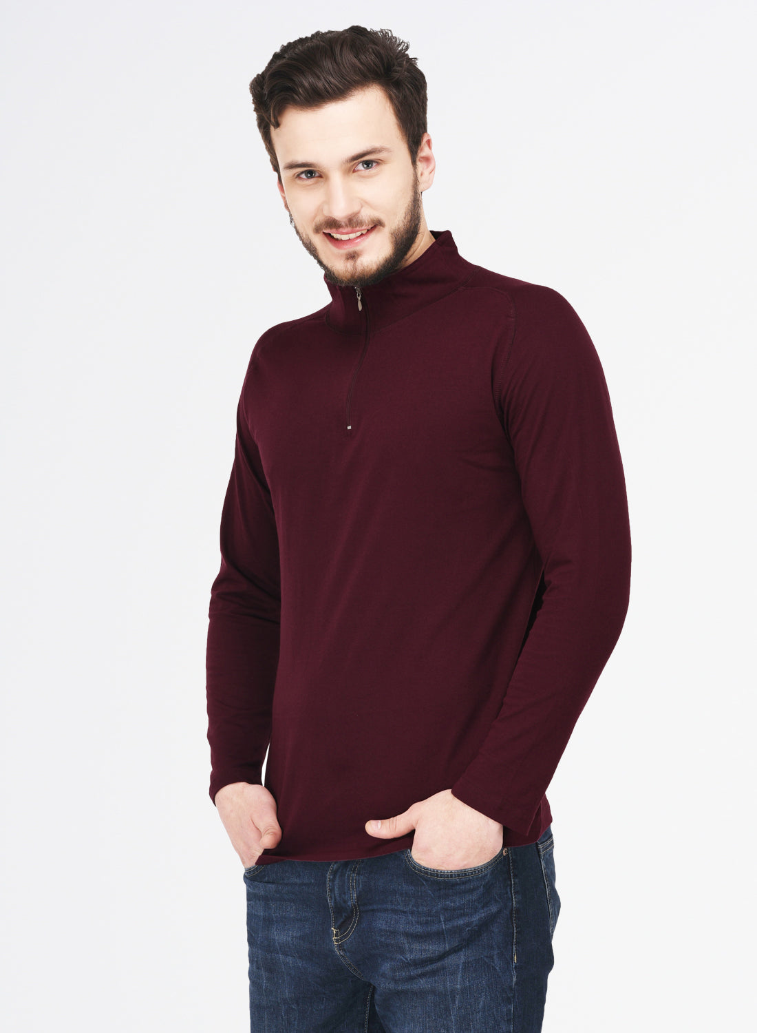 Ap'pulse Men's 1/4 Hineck Zipper Raglan Tshirt