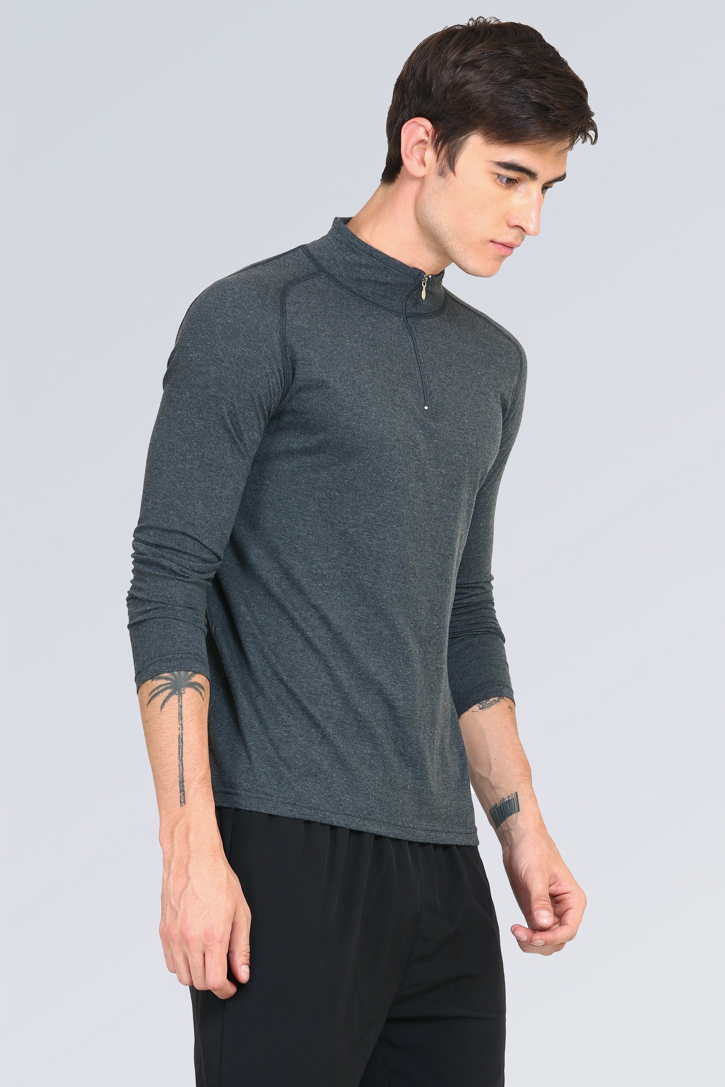 Ap'pulse Men's 1/4 Hineck Zipper Raglan Tshirt