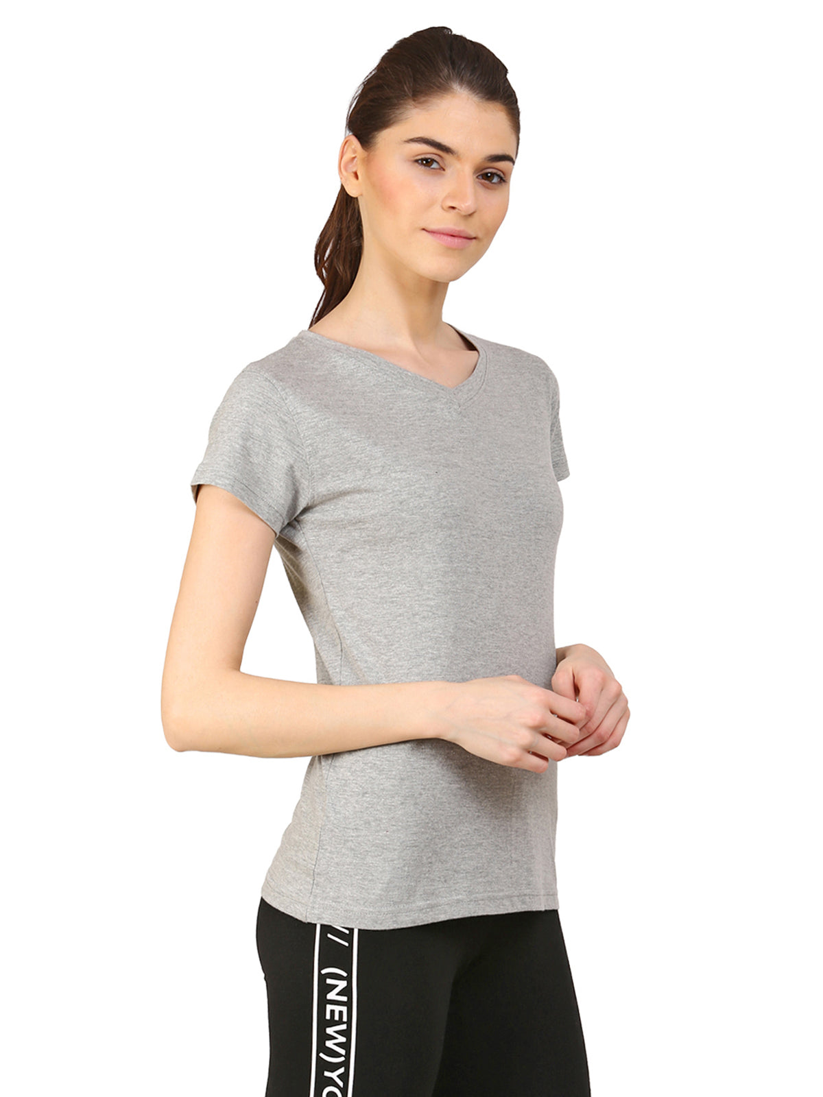 Ap'pulse Women's Short Sleeve V neck Tshirt