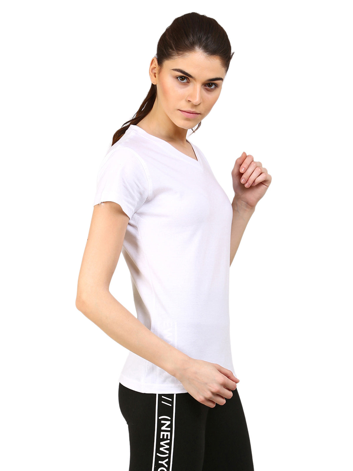 Ap'pulse Women's Short Sleeve V neck Tshirt