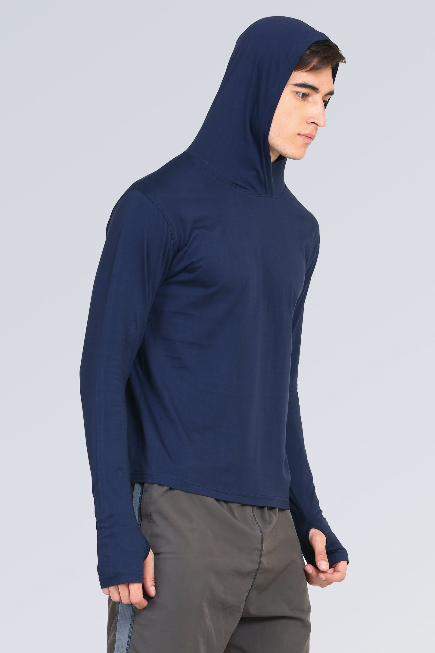 Ap'pulse Men's Hooded Thumbopen Tshirt