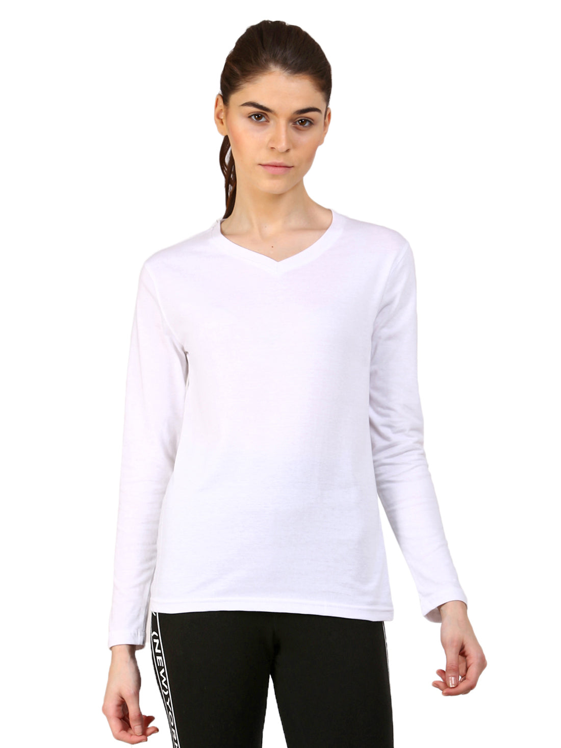 Ap'pulse Women's Long Sleeve V neck Tshirt