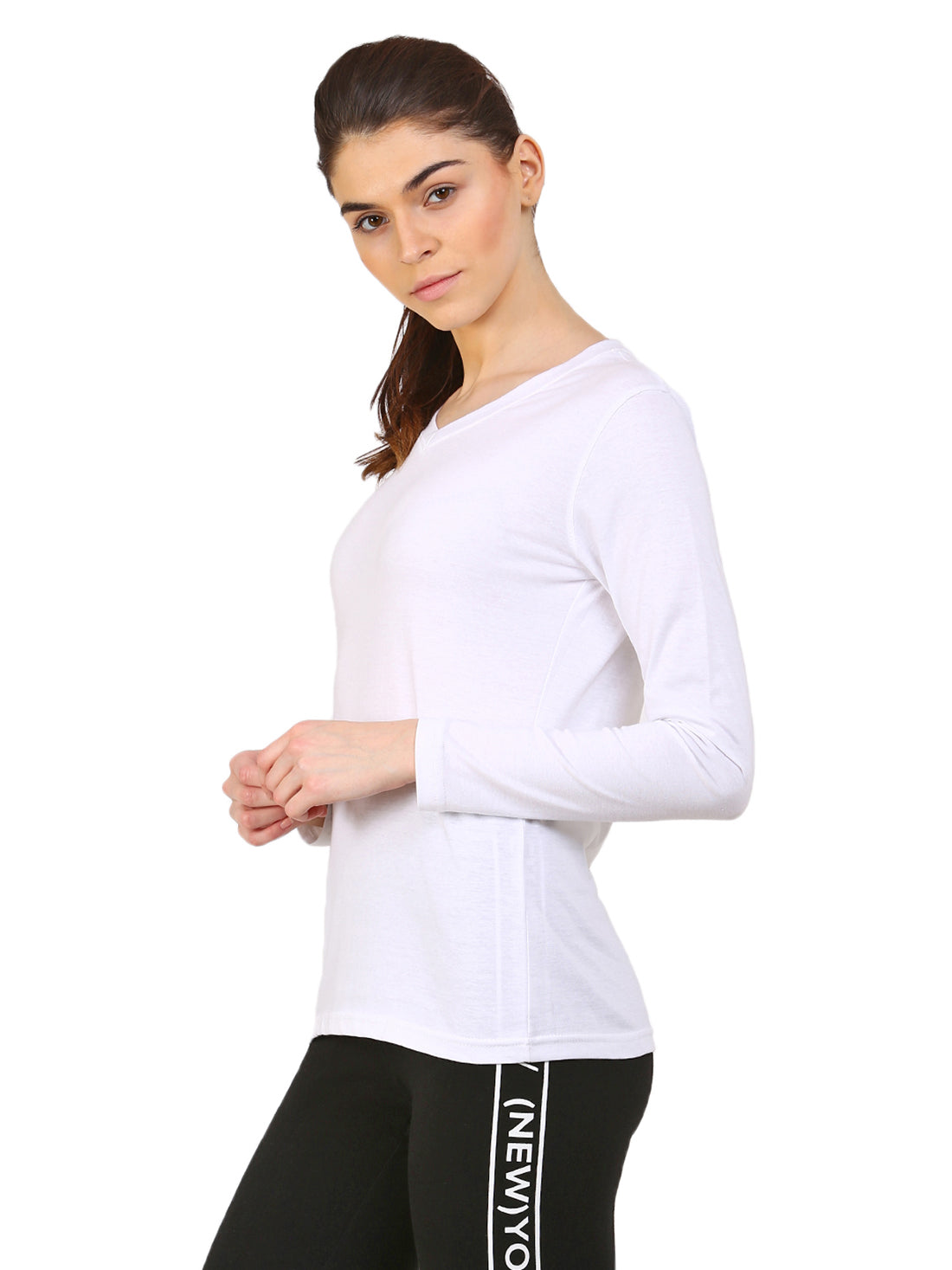 Ap'pulse Women's Long Sleeve V neck Tshirt