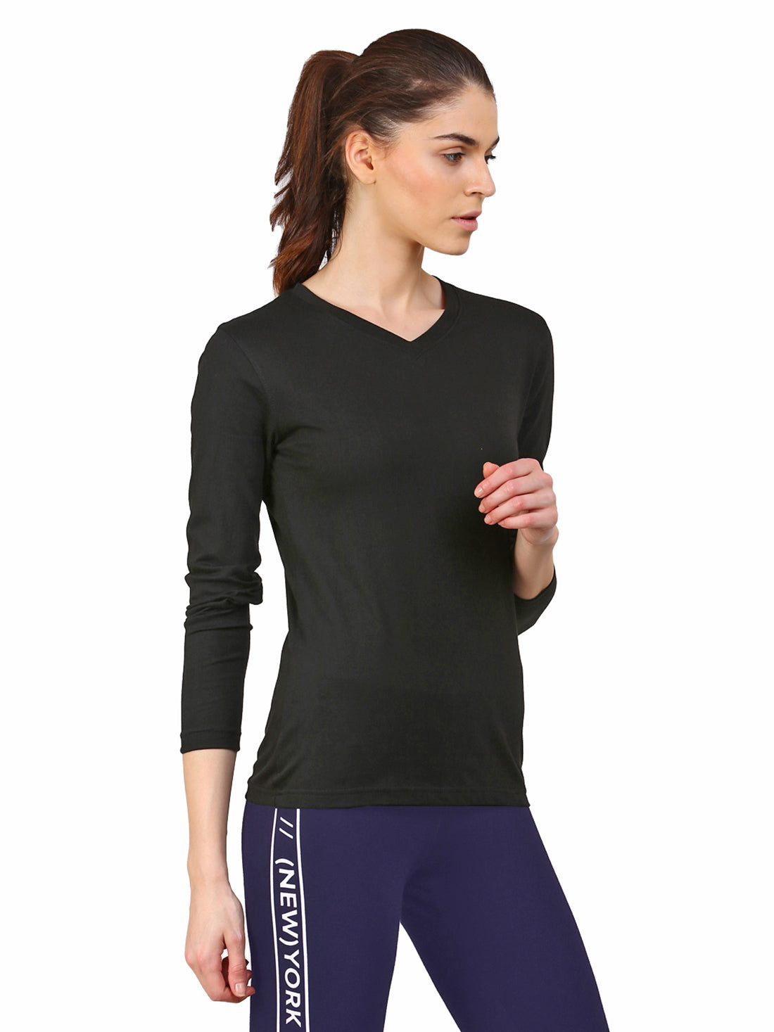 Ap'pulse Women's Long Sleeve V neck Tshirt