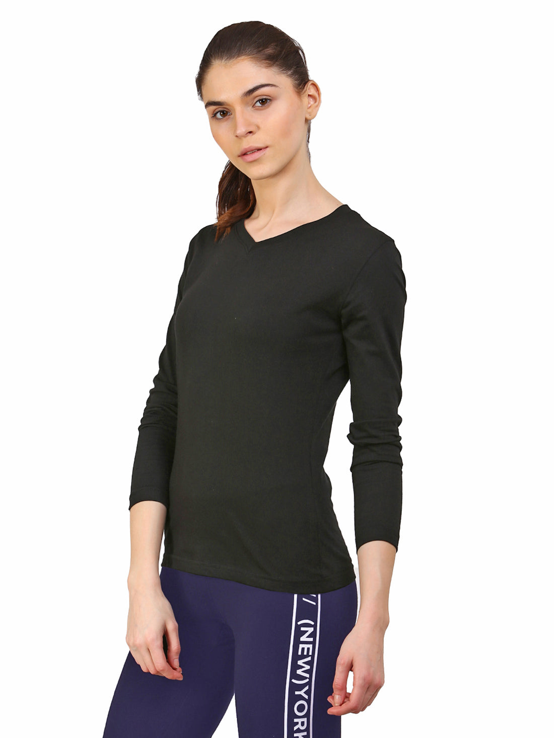 Ap'pulse Women's Long Sleeve V neck Tshirt