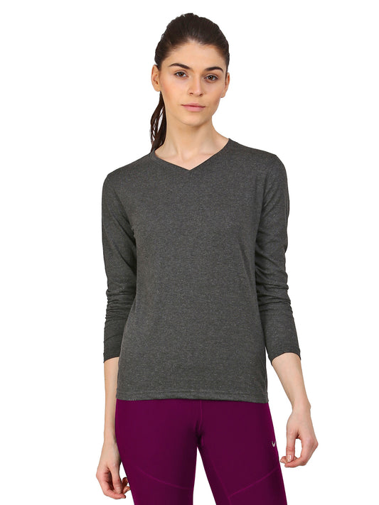 Ap'pulse Women's Long Sleeve V neck Tshirt