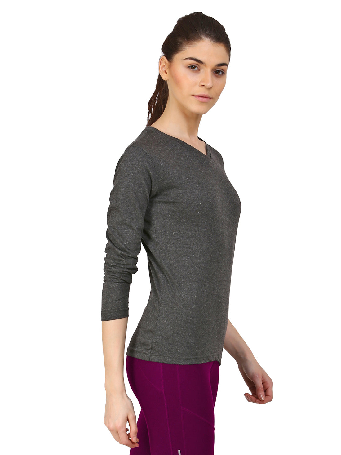 Ap'pulse Women's Long Sleeve V neck Tshirt