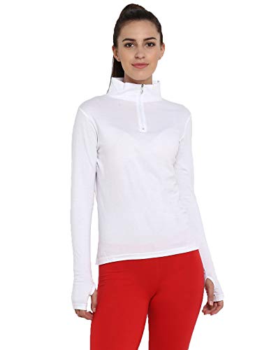 Ap'pulse Women's Long Sleeve Thumbopen 1/4 Zip Hi Neck Tshirt