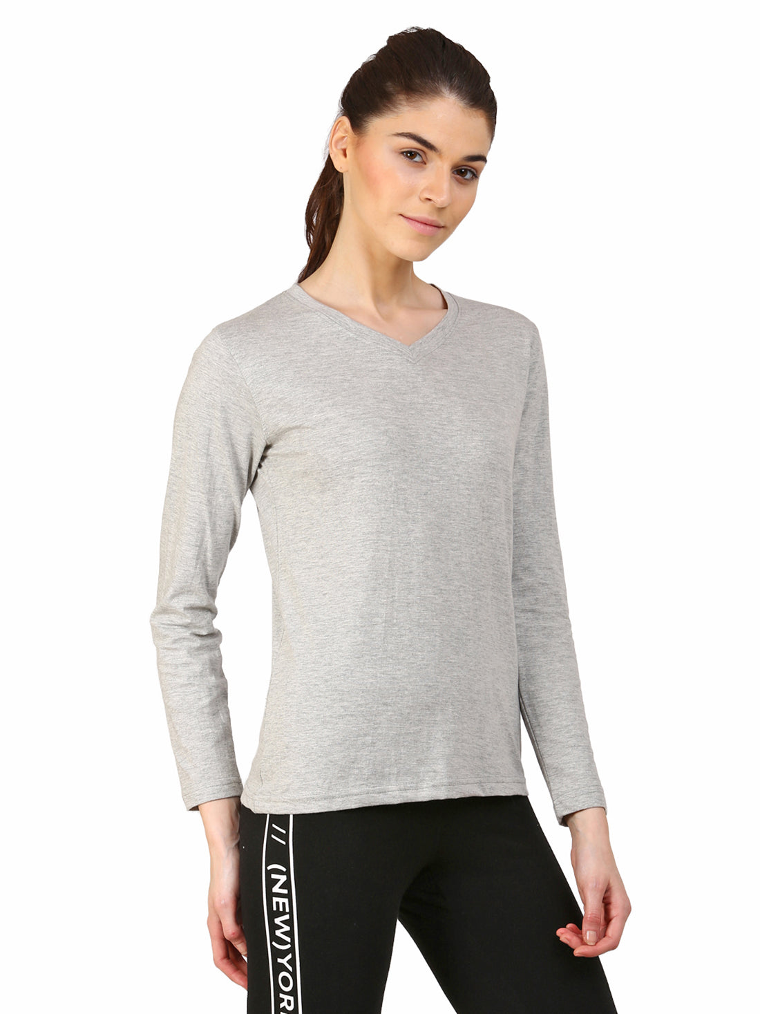 Ap'pulse Women's Long Sleeve V neck Tshirt