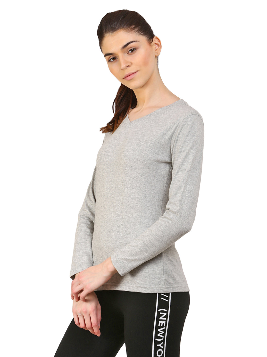 Ap'pulse Women's Long Sleeve V neck Tshirt