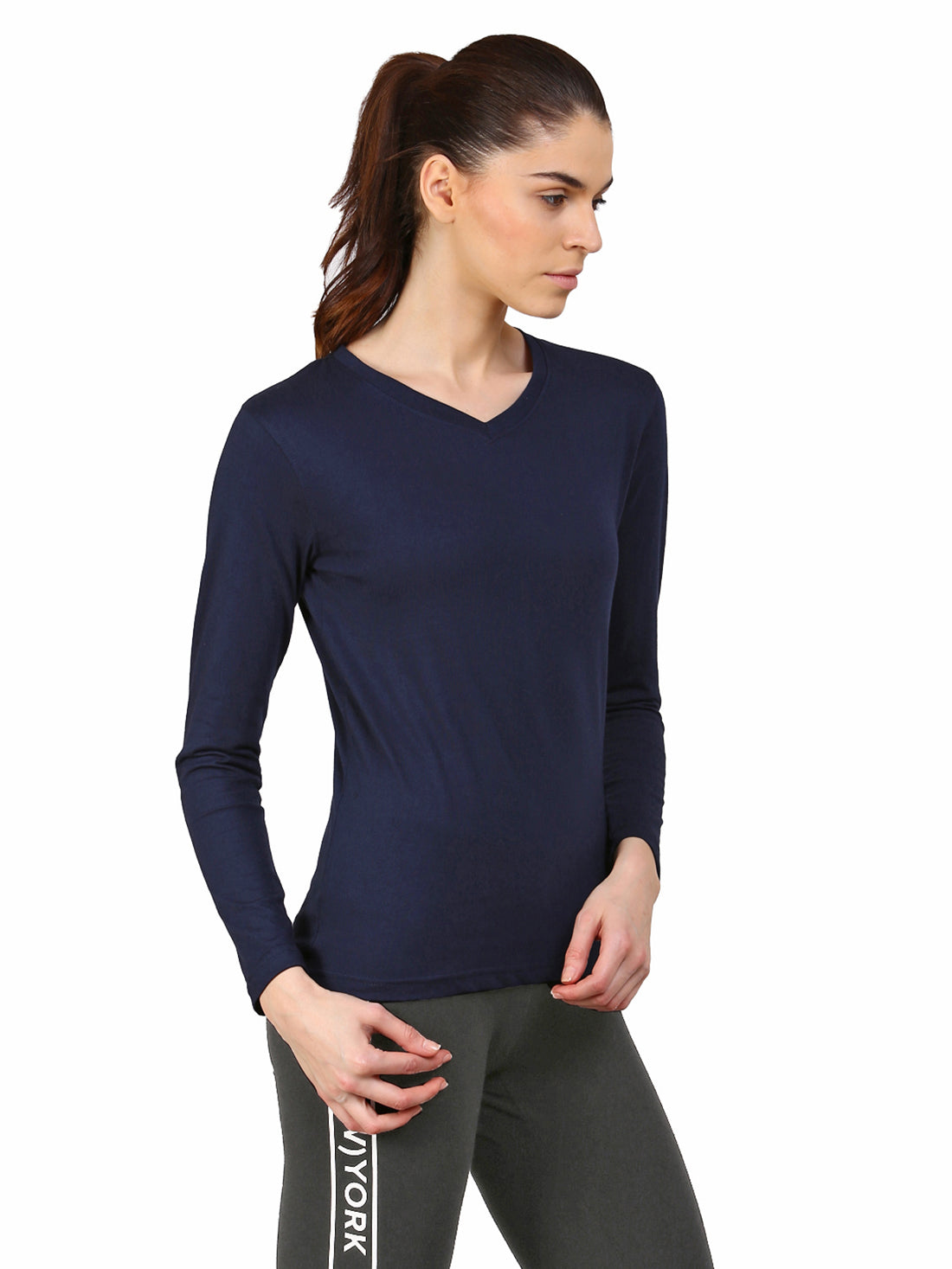 Ap'pulse Women's Long Sleeve V neck Tshirt