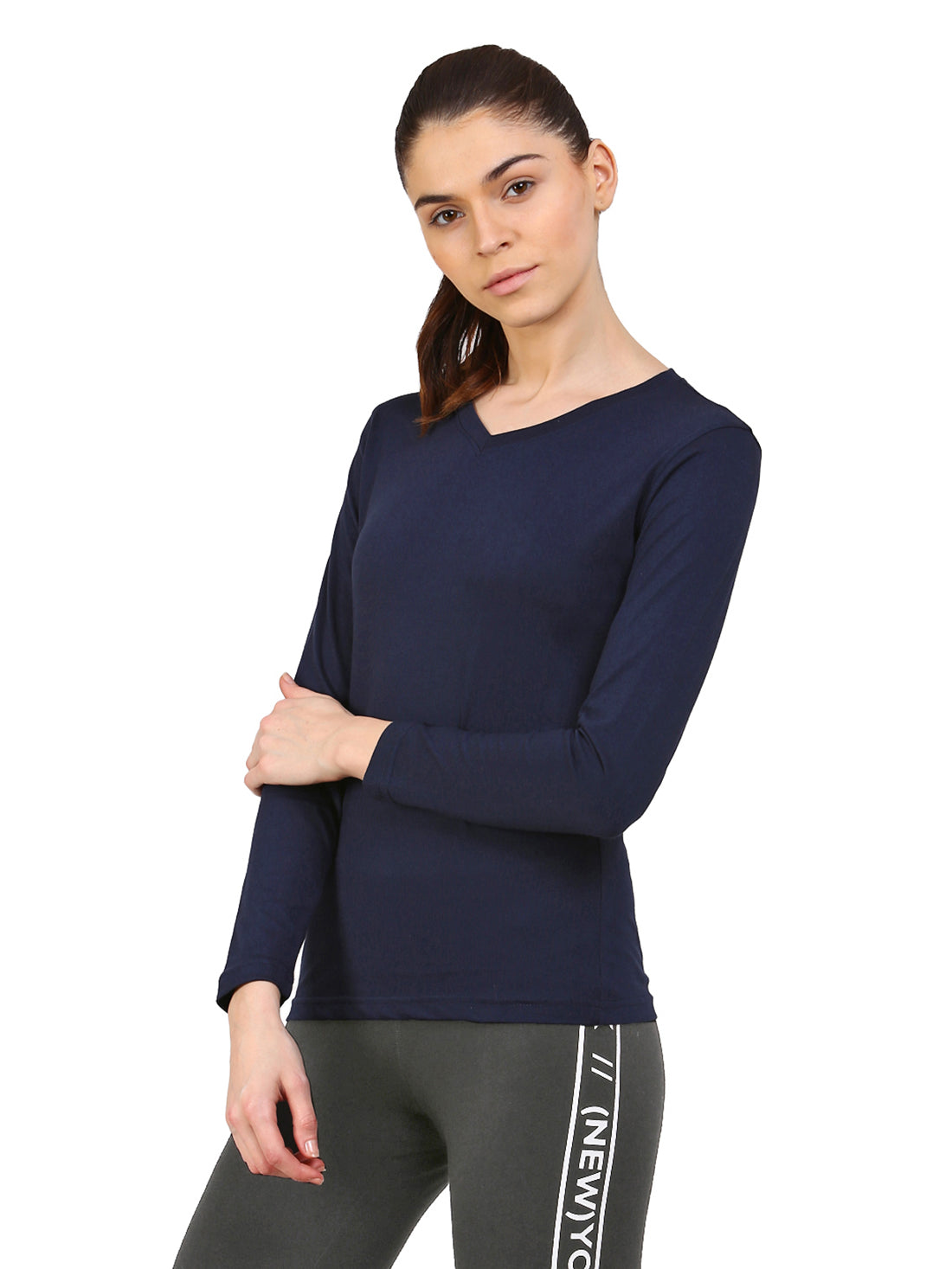 Ap'pulse Women's Long Sleeve V neck Tshirt