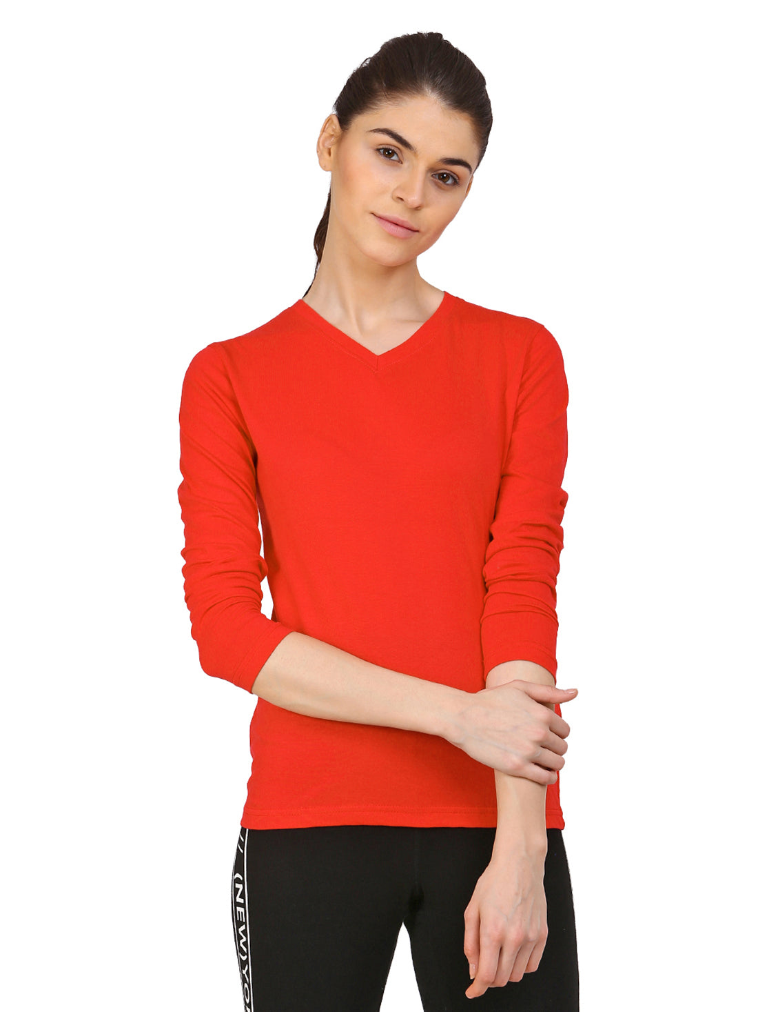 Ap'pulse Women's Long Sleeve V neck Tshirt