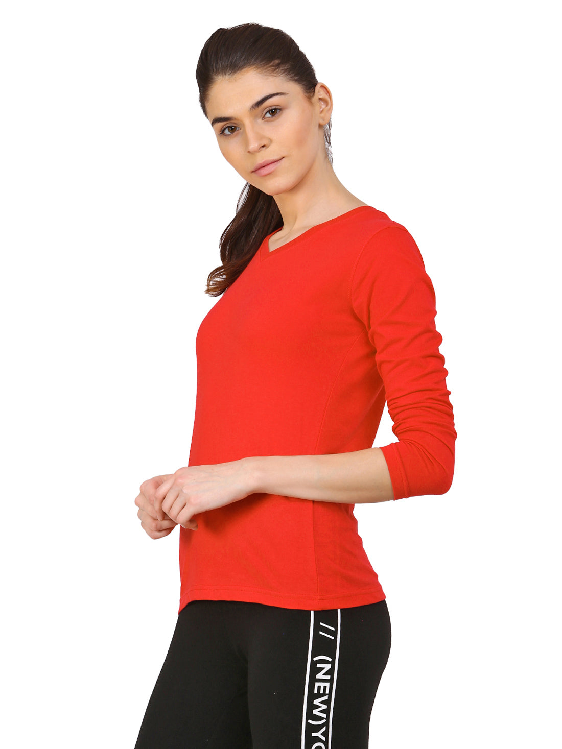 Ap'pulse Women's Long Sleeve V neck Tshirt