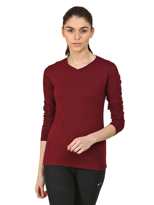 Ap'pulse Women's Long Sleeve V neck Tshirt