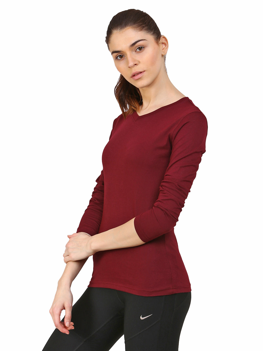 Ap'pulse Women's Long Sleeve V neck Tshirt