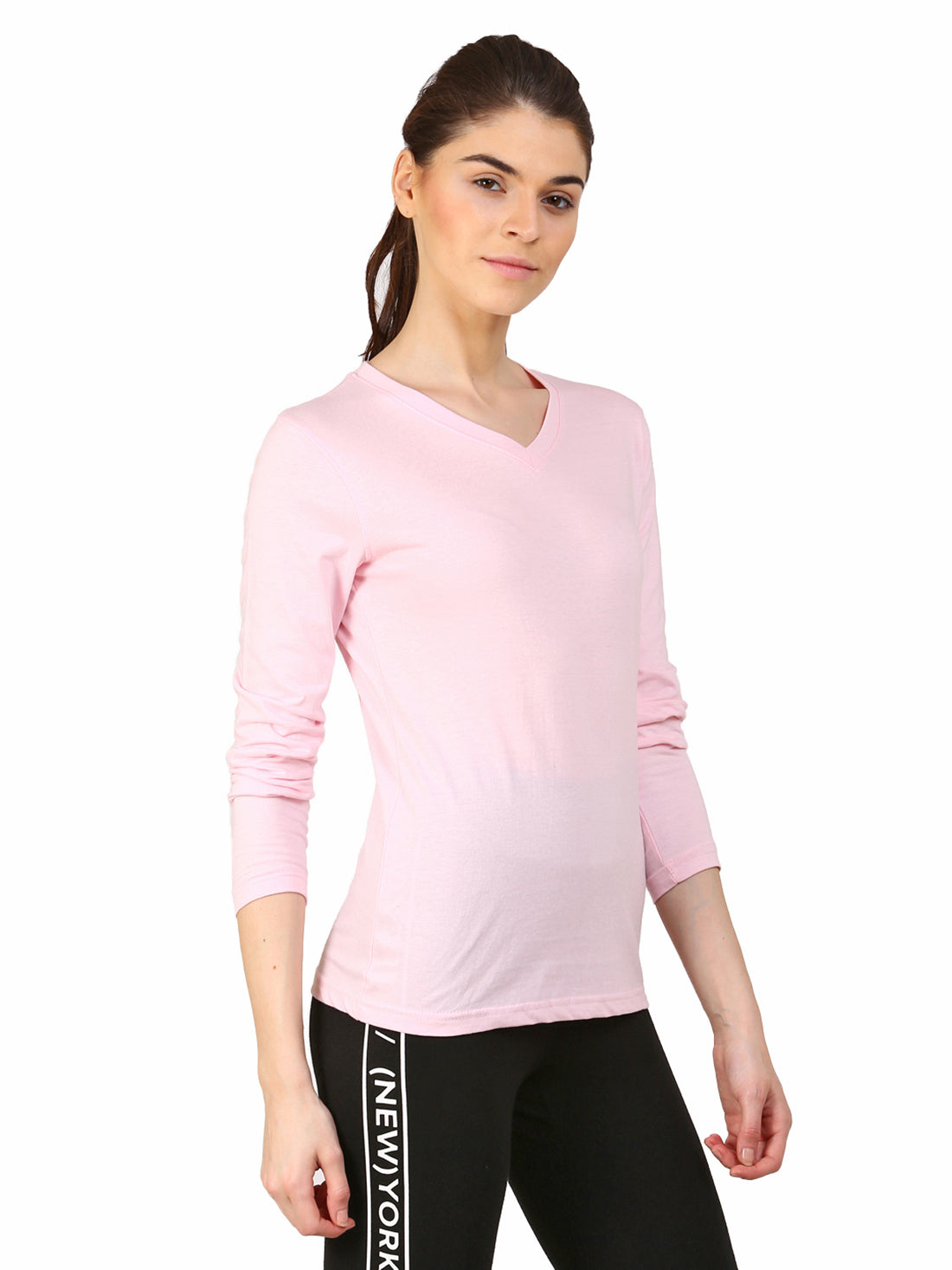 Ap'pulse Women's Long Sleeve V neck Tshirt