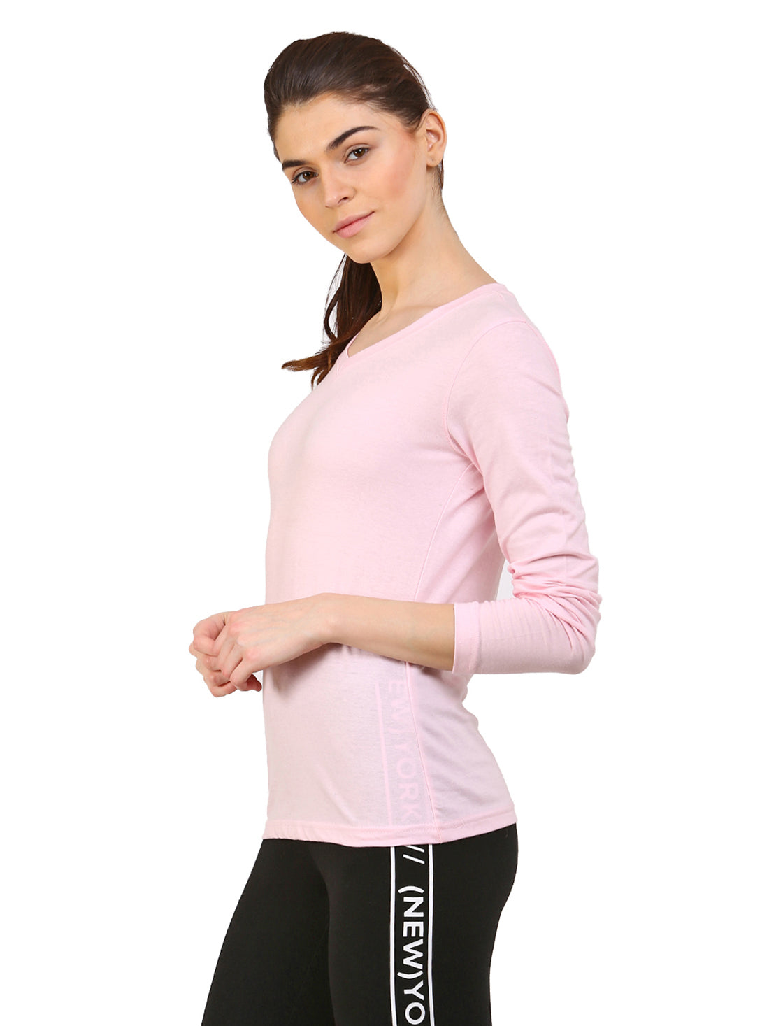 Ap'pulse Women's Long Sleeve V neck Tshirt