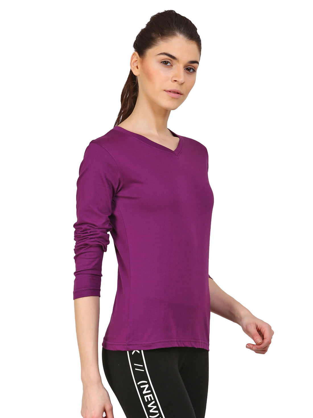 Ap'pulse Women's Long Sleeve V neck Tshirt