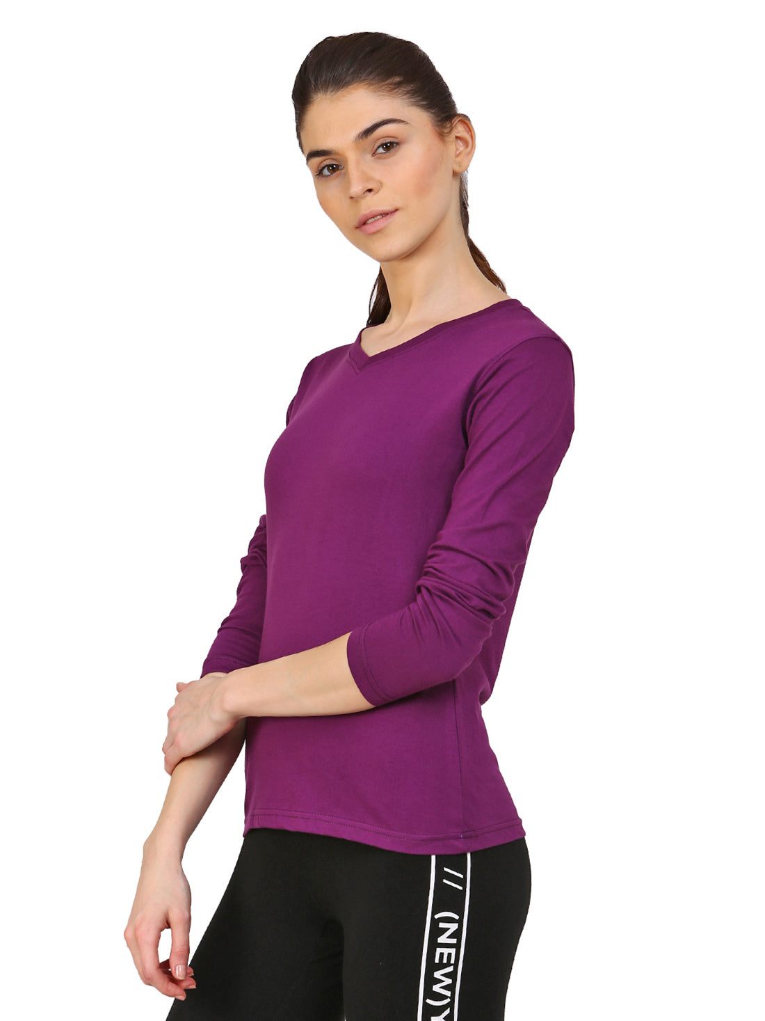 Ap'pulse Women's Long Sleeve V neck Tshirt