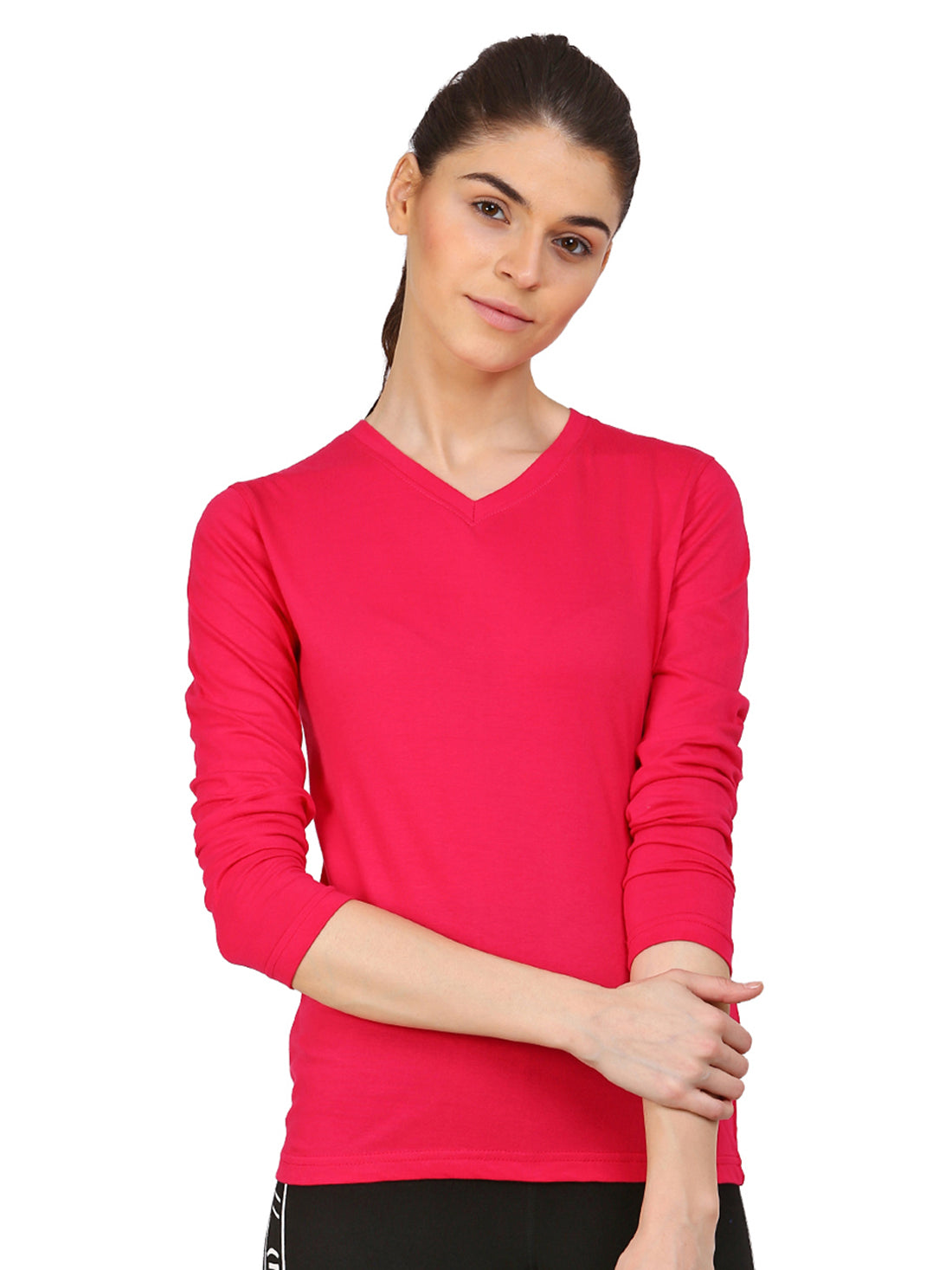 Ap'pulse Women's Long Sleeve V neck Tshirt