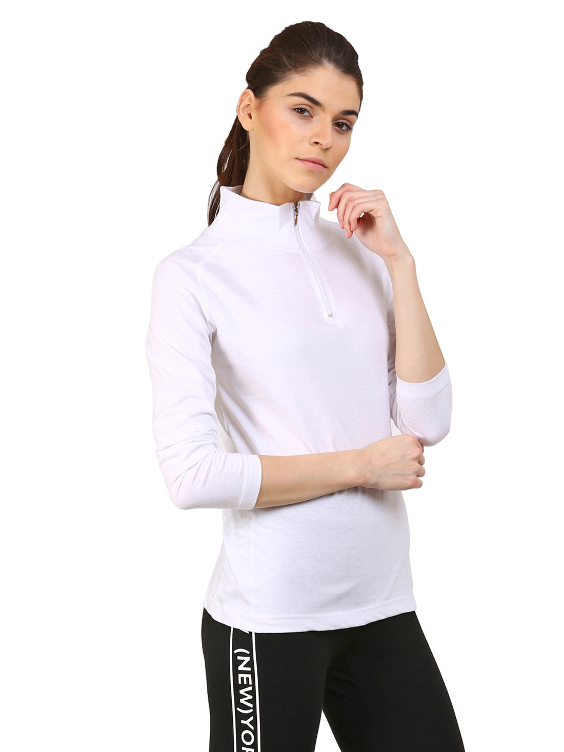 Ap'pulse Women's 1/4 Zip Hineck Raglan Tshirt