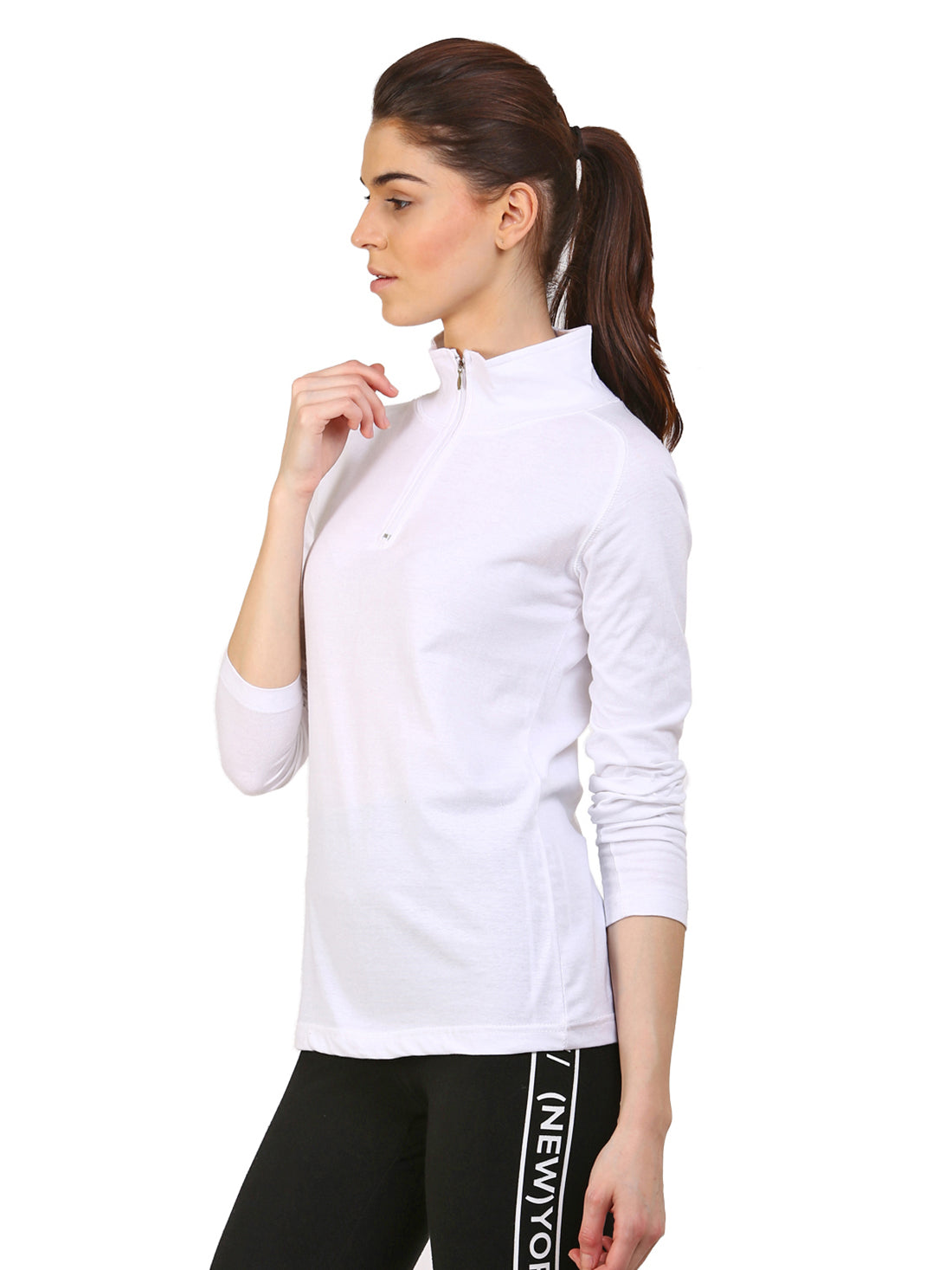 Ap'pulse Women's 1/4 Zip Hineck Raglan Tshirt