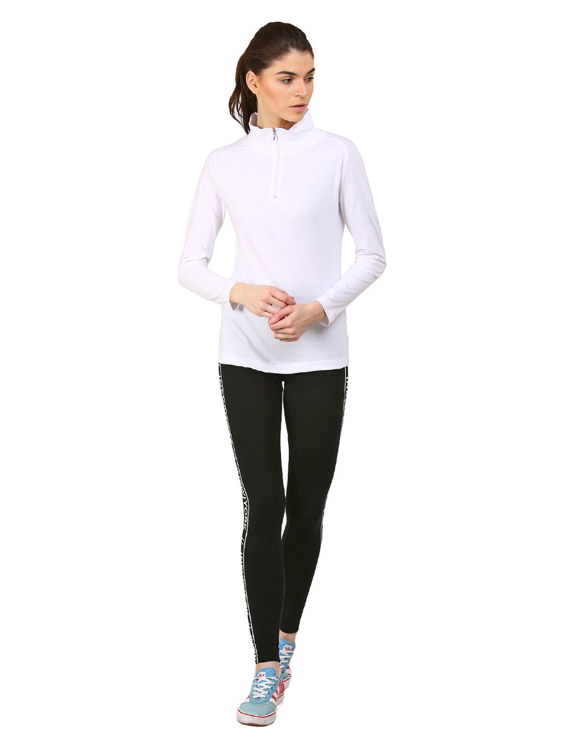 Ap'pulse Women's 1/4 Zip Hineck Raglan Tshirt