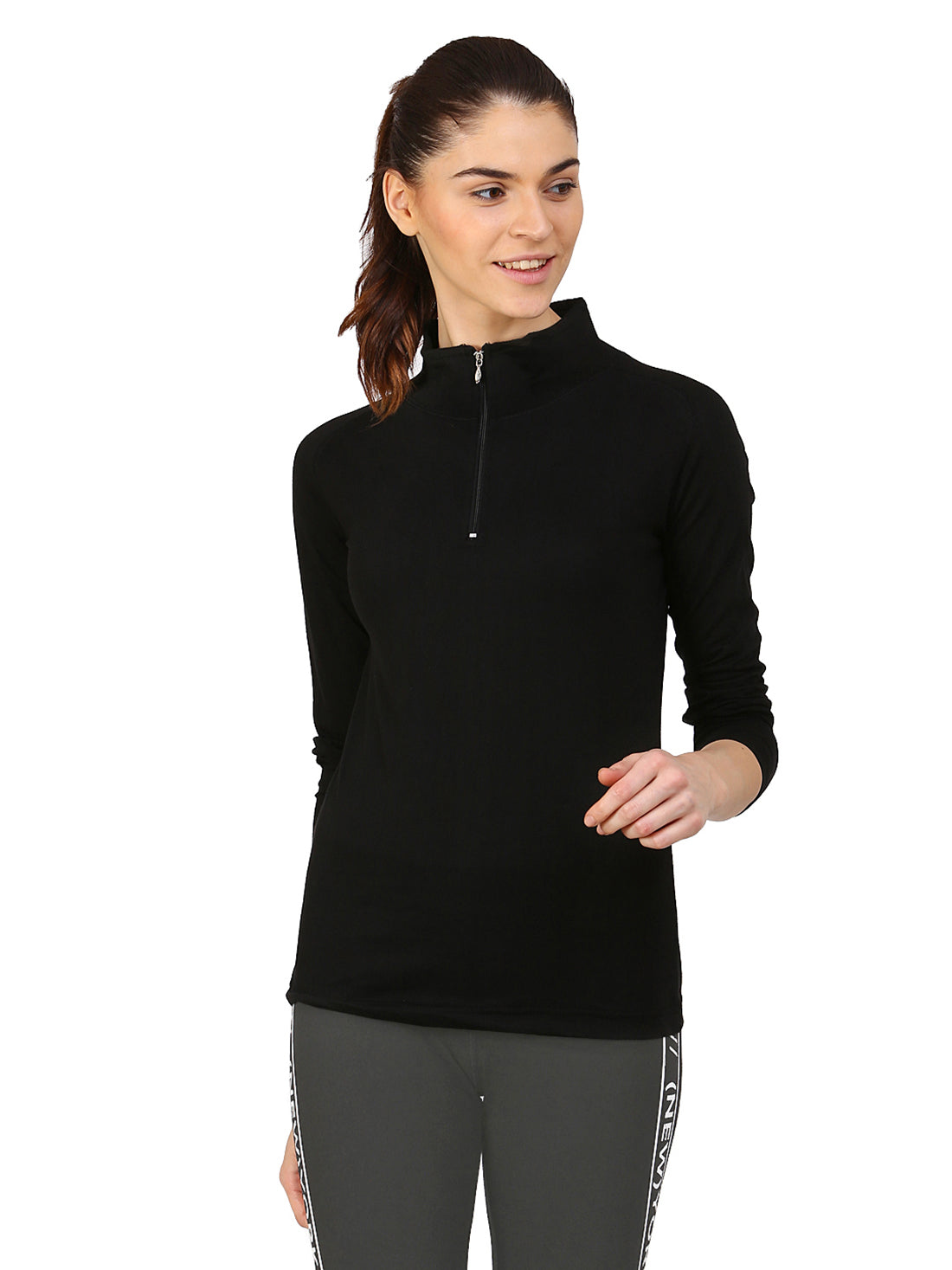 Ap'pulse Women's 1/4 Zip Hineck Raglan Tshirt