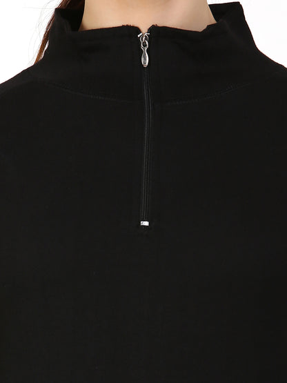 Appulse Women's 1/4 Zip High Neck Raglan T-Shirt | Women | Premium Cotton | Activewear | Athleisure