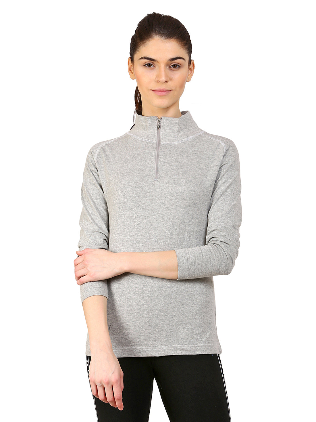 Ap'pulse Women's 1/4 Zip Hineck Raglan Tshirt