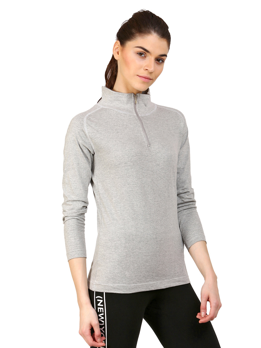 Ap'pulse Women's 1/4 Zip Hineck Raglan Tshirt