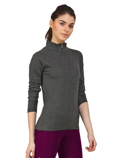 Appulse Women's 1/4 Zip High Neck Raglan T-Shirt | Women | Premium Cotton | Activewear | Athleisure