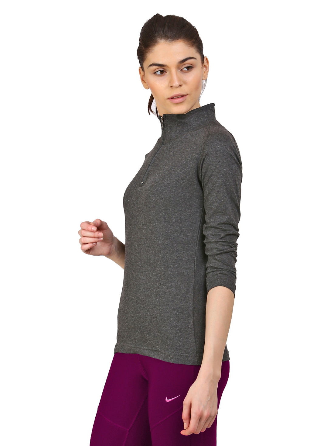 Ap'pulse Women's 1/4 Zip Hineck Raglan Tshirt