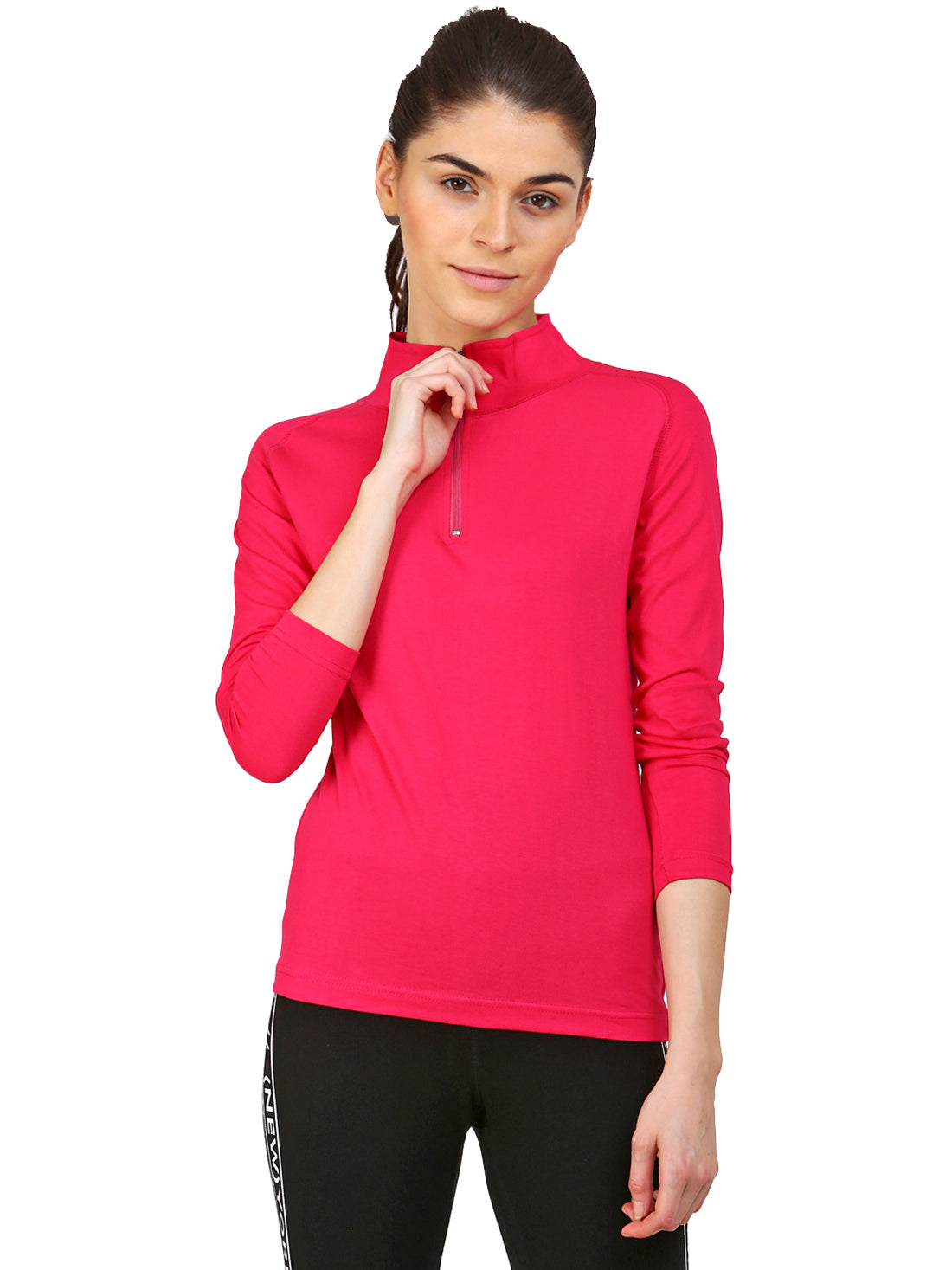 Ap'pulse Women's 1/4 Zip Hineck Raglan Tshirt