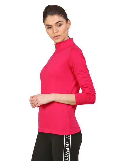 Appulse Women's 1/4 Zip High Neck Raglan T-Shirt | Women | Premium Cotton | Activewear | Athleisure