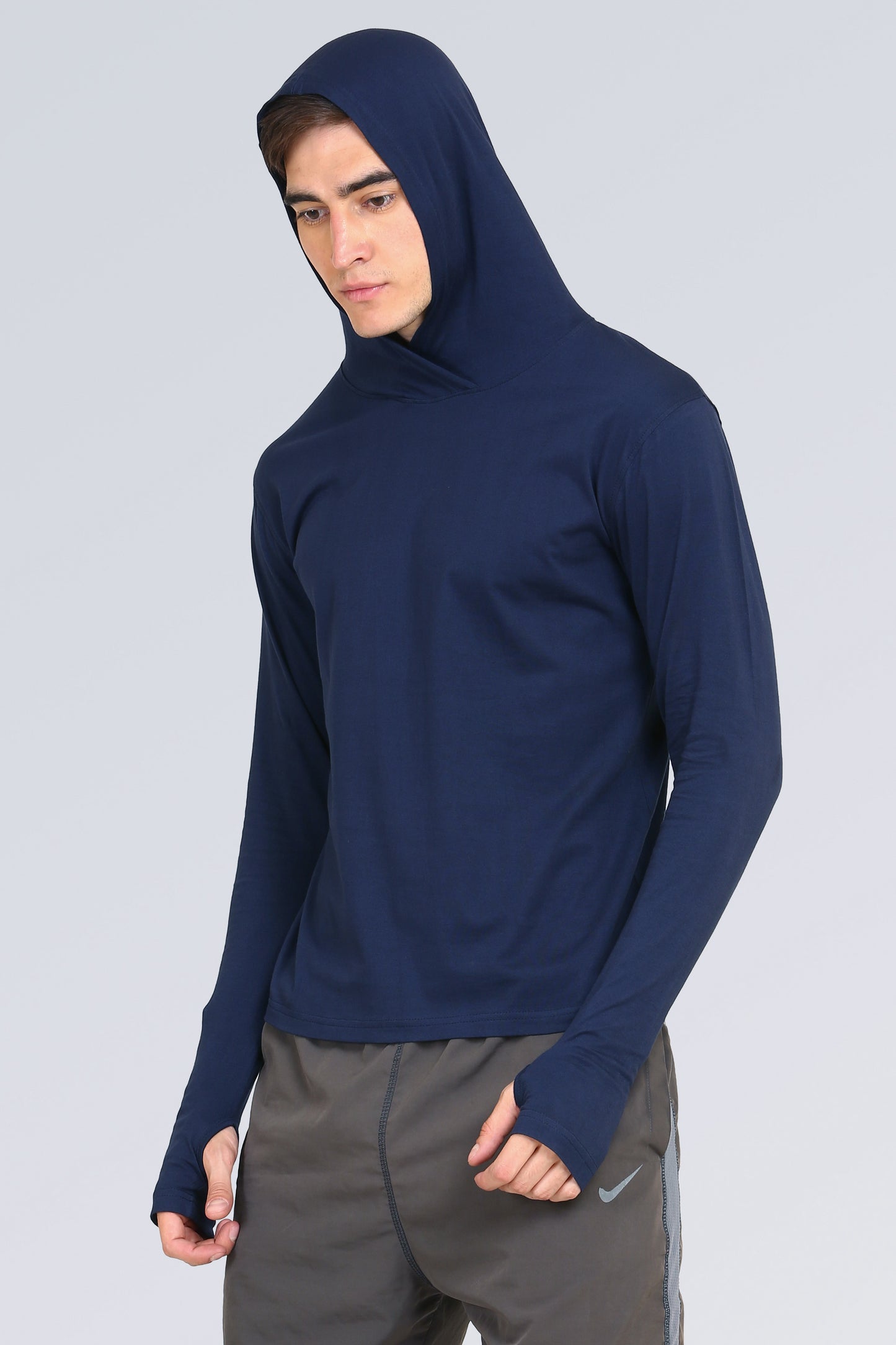 Ap'pulse Men's Hooded Thumbopen Tshirt