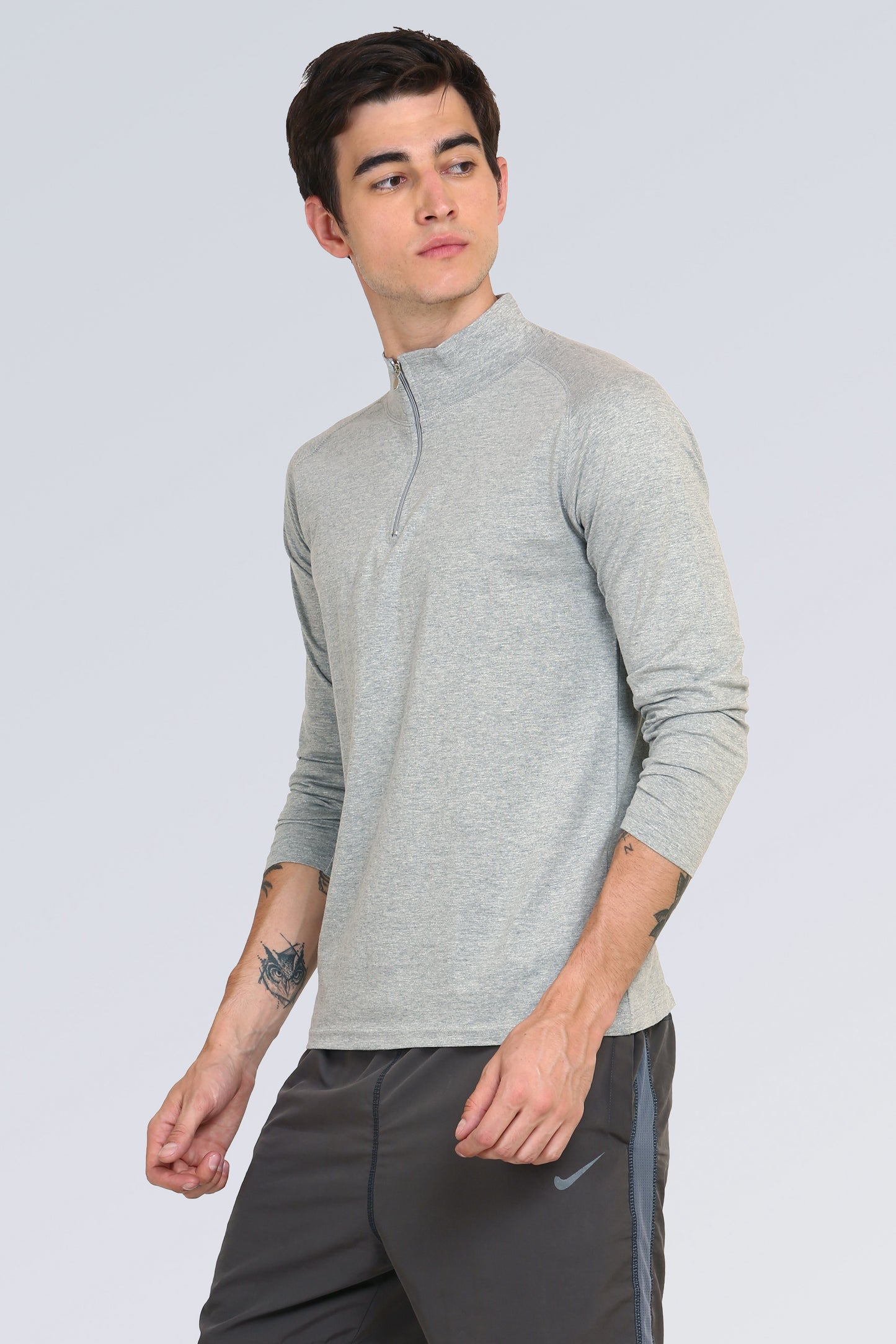 Ap'pulse Men's 1/4 Hineck Zipper Raglan Tshirt