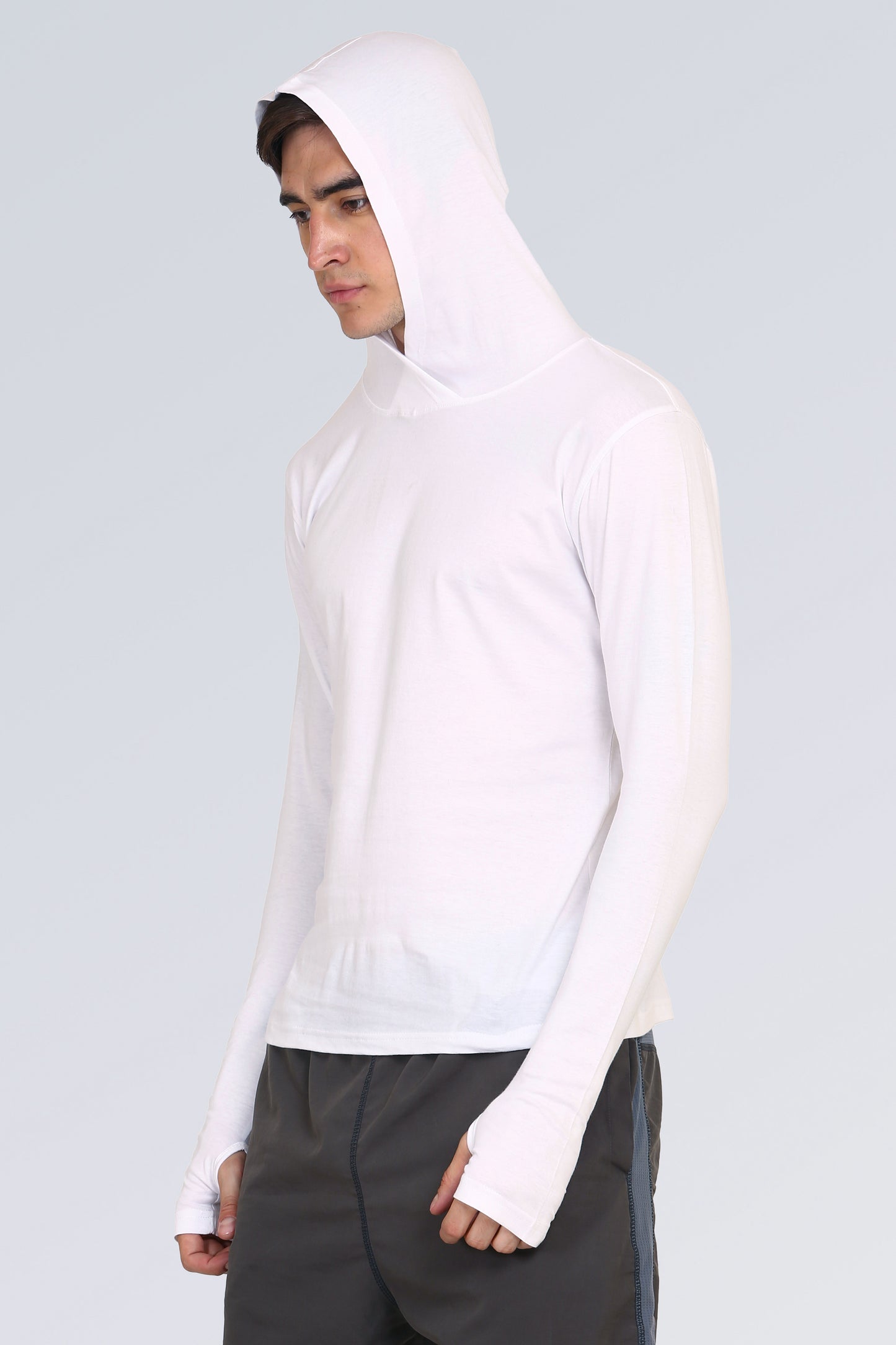 Ap'pulse Men's Hooded Thumbopen Tshirt