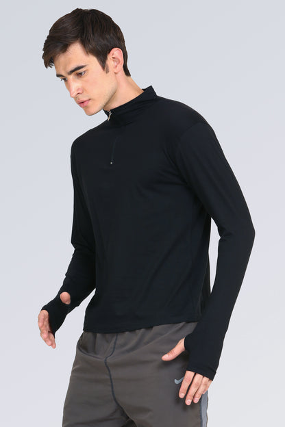 Appulse Men's 1/4 High Neck Zipper Thumb Hole T-Shirt | Men | Premium Cotton | Activewear | Athleisure