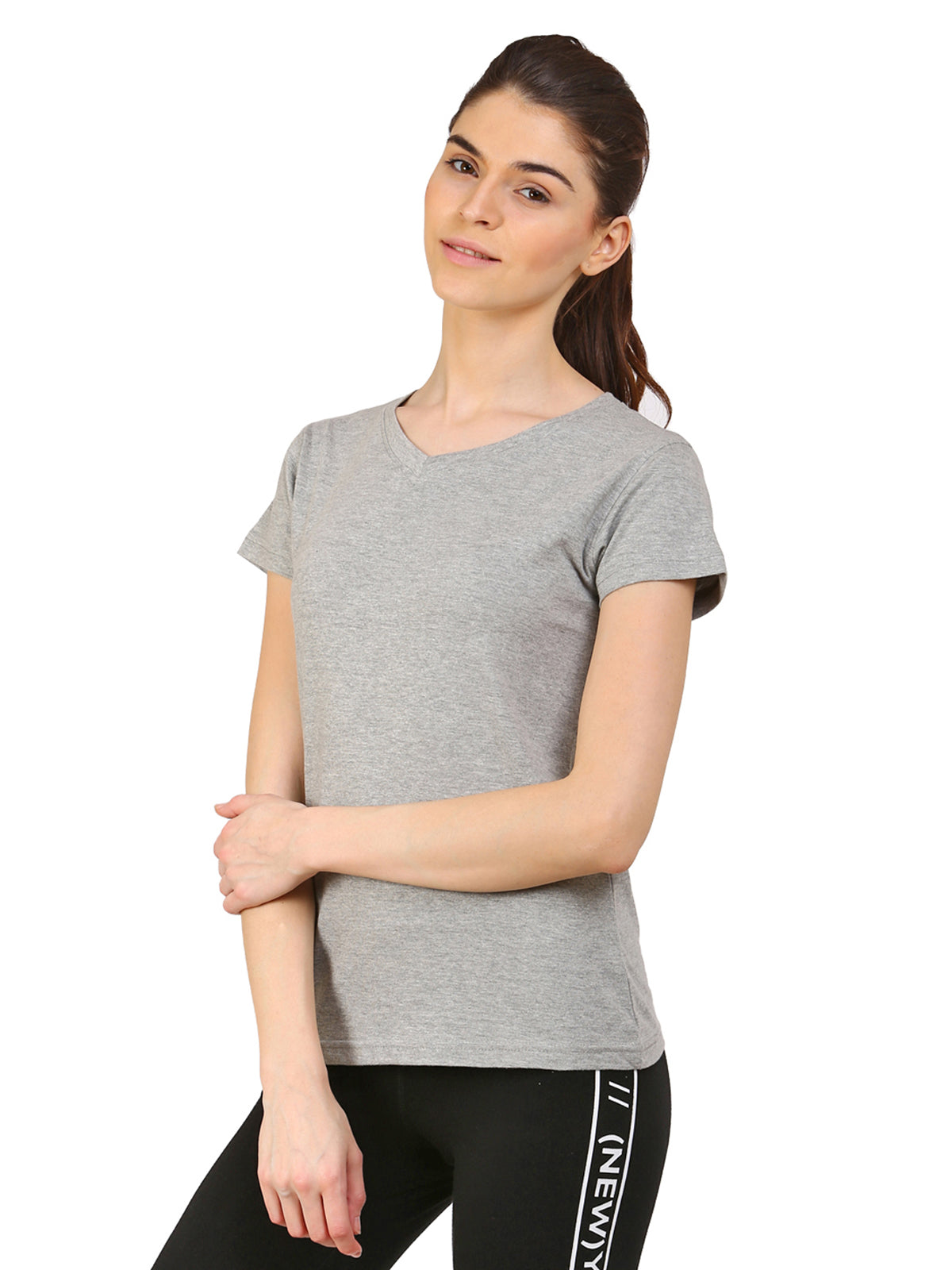 Ap'pulse Women's Short Sleeve V neck Tshirt