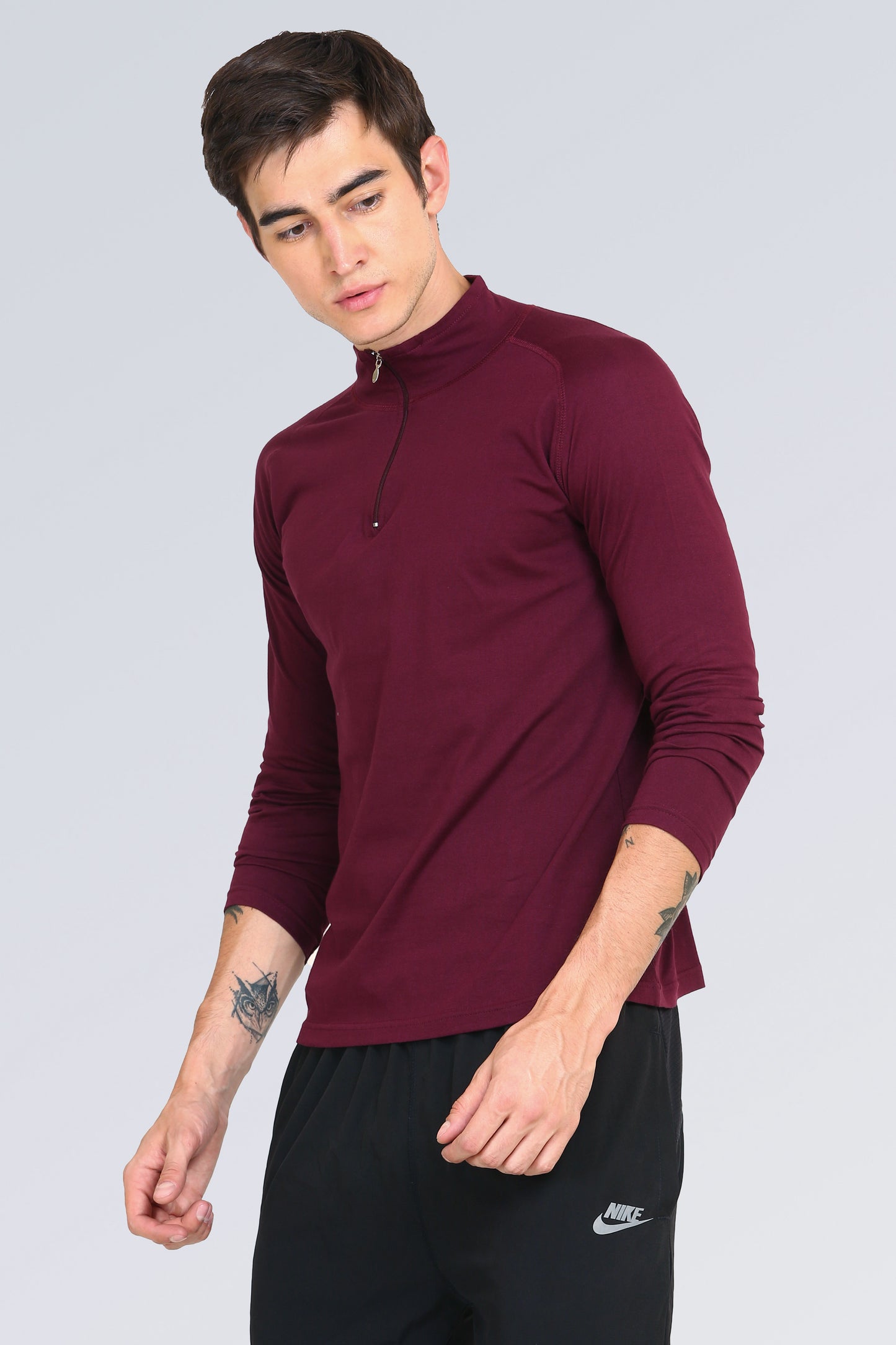 Ap'pulse Men's 1/4 Hineck Zipper Raglan Tshirt