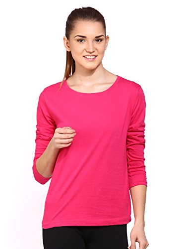 Ap'pulse Women's Long Sleeve Round Neck T Shirt (AP-WM-RN-LONGSLV-245-DKPINK-S)