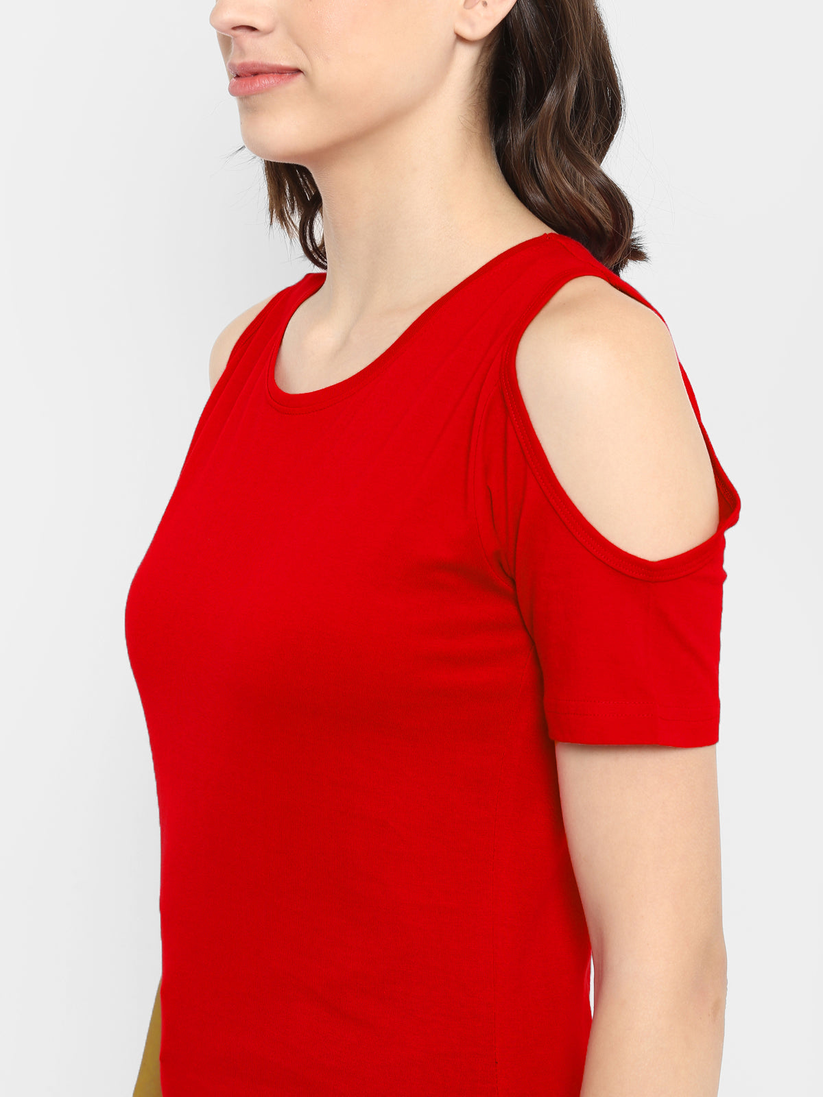 Ap'pulse Women's Round Neck Cold Shoulder Tshirt