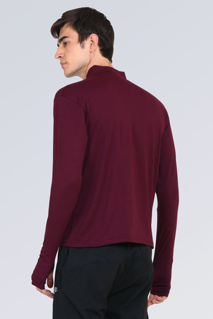 Appulse Men's 1/4 High Neck Zipper Thumb Hole T-Shirt | Men | Premium Cotton | Activewear | Athleisure